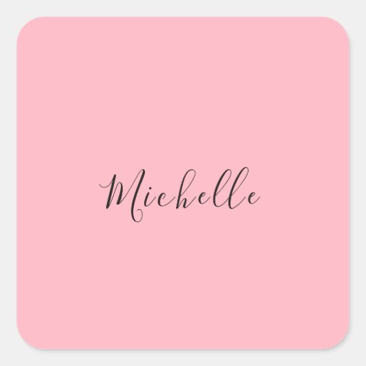 Sticker Carré Rose Clair Professionnel Écriture Manuscrite Class (Devant)