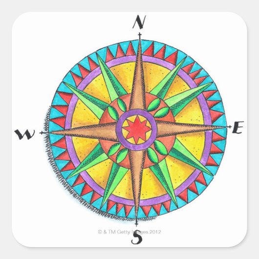 Sticker Carré Rose Compass (Devant)