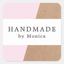 Rose Cool simple Kraft Blanc bande texte fait main