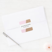 Sticker Carré Rose Cool simple Kraft Blanc bande texte fait main (Enveloppe)