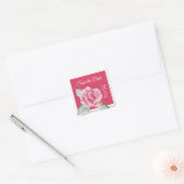 Sticker Carré Rose d'aquarelle Floral (Enveloppe)