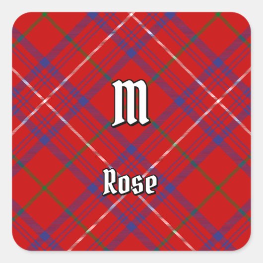 Sticker Carré Rose de clan Tartan (Devant)