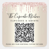 Sticker Carré Rose de code QR Parties scintillant rose disques G (Devant)