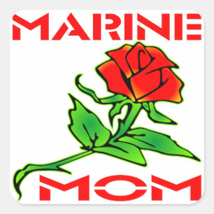Sticker Carré ROSE de la maman marine USMC