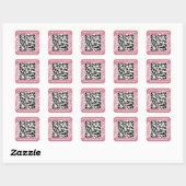 Sticker Carré Rose de Merci de nom QRCode personnalisé (Feuille)