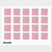 Sticker Carré Rose de Noël mignon (Feuille)