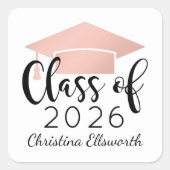 Sticker Carré Rose de script moderne Gold 2025 Graduation person (Devant)