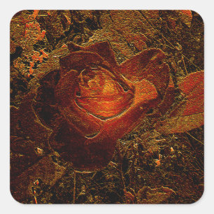 Sticker Carré Rose d'éclatement orange d'impression de fleurs
