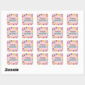 Sticker Carré rose des années 80 Motif (Feuille)