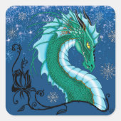 Sticker Carré Rose d'hiver Dragon (Devant)