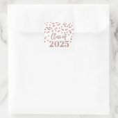 Sticker Carré Rose d'or Confetti Graduation 2025 (Sac)