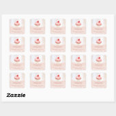 Sticker Carré Rose dorure glitterie cupcakes et friandises maiso (Feuille)