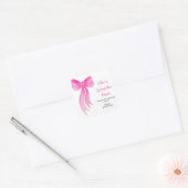 Sticker Carré Rose Elle se marie Shower Nuptial  (Enveloppe)