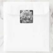 Sticker Carré Rose En Merci Fleur Noir Et Blanc (Sac)