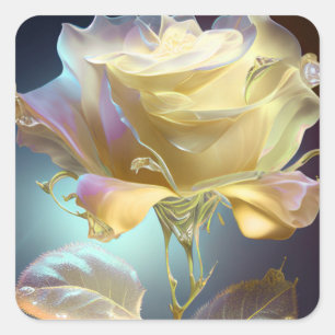 Sticker Carré Rose en verre translucide - Jaune
