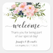 Sticker Carré rose et bleu de bienvenue (Devant)