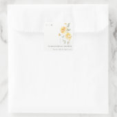 Sticker Carré Rose Fleur de mariage aquarelle vert jaune (Sac)