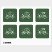 Sticker Carré Rose fleuri blanc et vert (Feuille)
