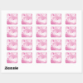 sticker carré rose fleurs pour la faveur de mariag (Feuille)