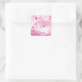 sticker carré rose fleurs pour la faveur de mariag (Sac)