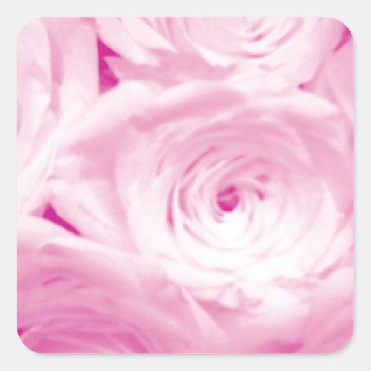 sticker carré rose fleurs pour la faveur de mariag (Devant)