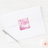 sticker carré rose fleurs pour la faveur de mariag (Enveloppe)