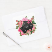 Sticker Carré Rose floral D20 Tabletop RPG Jeu Dice (Enveloppe)