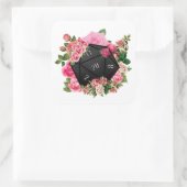 Sticker Carré Rose floral D20 Tabletop RPG Jeu Dice (Sac)