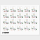 Sticker Carré Rose Floral Fuschie 21e Anniversaire  (Feuille)