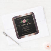 Sticker Carré Rose Floral Parties scintillant souple or noir Éti (Enveloppe)