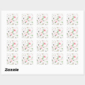 Sticker Carré Rose Flowers (Feuille)
