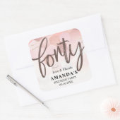 Sticker Carré Rose Gold 40e anniversaire Merci (Enveloppe)