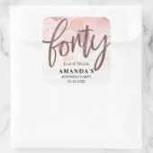 Sticker Carré Rose Gold 40e anniversaire Merci (Sac)