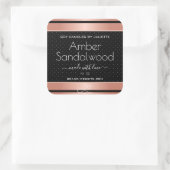 Sticker Carré Rose Gold Black Soy cire bougies Packaging Étiquet (Sac)