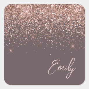 Sticker Carré Rose Gold - Blush Pink Terracotta Nom de la Partie