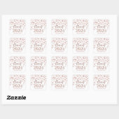 Sticker Carré Rose Gold Confetti Graduation 2024 (Feuille)