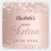 Sticker Carré Rose gold écriture Sweet 16 (Devant)