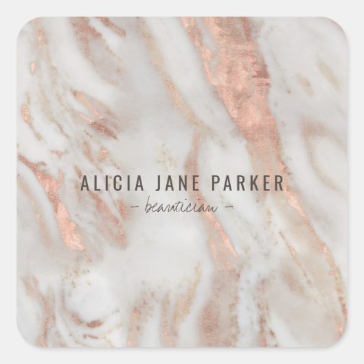 Sticker Carré Rose gold marble unique elegant professional (Devant)