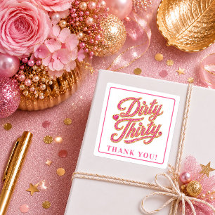 Sticker Carré Rose Gold Pailleté Anniversaire Trente Ans Luxueux