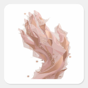 Sticker Carré Rose Gold Pailleté et Étoiles Argenté Ludique
