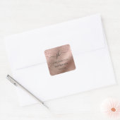Sticker Carré Rose Gold Parties scintillant Monogramme Logo d'en (Enveloppe)