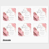 Sticker Carré Rose Gold Parties scintillant noir Script Mariage  (Feuille)