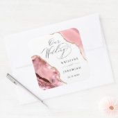 Sticker Carré Rose Gold Parties scintillant noir Script Mariage  (Enveloppe)