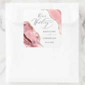 Sticker Carré Rose Gold Parties scintillant noir Script Mariage  (Sac)