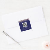 Sticker Carré Rose Gold Parties scintillant QR Code Mariage Site (Enveloppe)