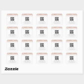 Sticker Carré Rose Gold Parties scintillant QR Code Mariage site (Feuille)