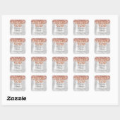 Sticker Carré Rose Gold Silver Fête d'anniversaire Faveurs (Feuille)