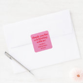 Sticker Carré Rose Gras Rouge Gras 50e Anniversaire Remerciement (Enveloppe)