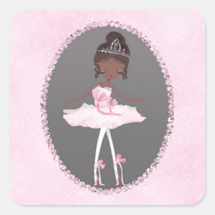 Sticker Carré Rose gris couture fête d'anniversaire ballerine et