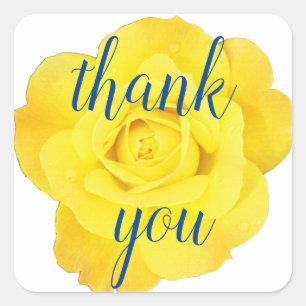 Sticker Carré Rose Jaune Merci Fleurs Mariages Anniversaires